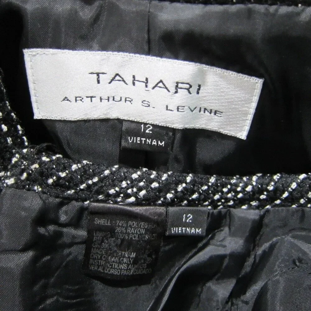 Tahari ASL Black & White Tweed Blazer Jacket & Skirt Suit Women's Size 12 - Picture 10 of 10